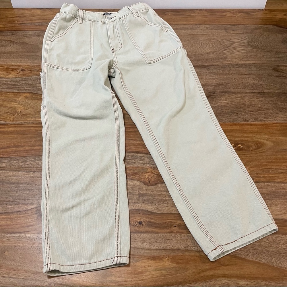 Simple Society Carpenter Super High Rise Light Tan Cotton Jeans Size 9 Y2K